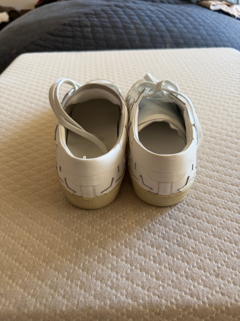 Saint Laurent White Leather Sneakers with Side Star and Gold Logo - Picture 3 of 5